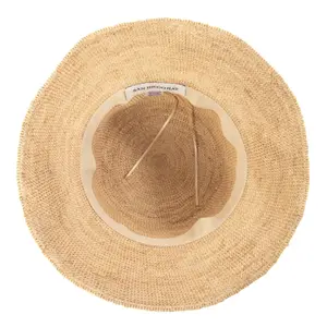 Crocheted Raffia Bucket Hat with Embroidered Flowers Women's San Diego Hat Sol image-1