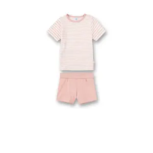 2-piece short pyjamas for baby girl with stripes Sanetta image-0