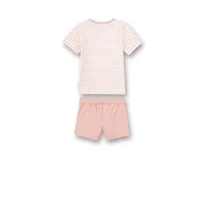 2-piece short pyjamas for baby girl with stripes Sanetta image-1