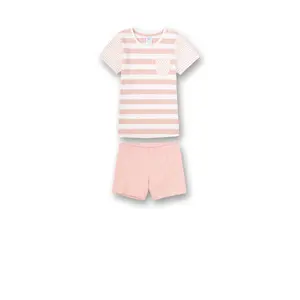 2-piece short pyjamas with stripes for girls Sanetta image-0