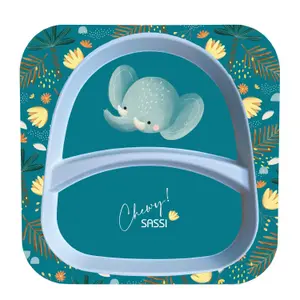 Kwadratowy talerz z przegródkami dla dzieci Sassi Chewy l’Eléphant image-0