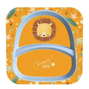 Piatto quadrato con scomparti per bambini Sassi Chompy le Lion image-0