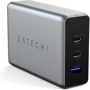 Adaptateur secteur 1x port USB-A + 2x port USB-C 100W Satechi Compact GaN Charger