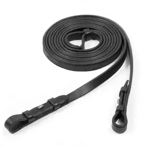 Double-buckle leather reins with hook and stud for Schockemöhle horse image-0