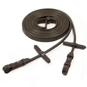 Schockemöhle double rolled leather bridle reins for horse image-0