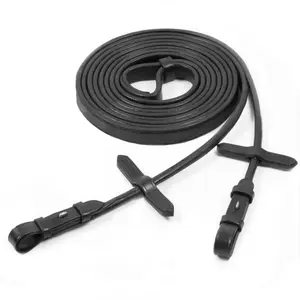 Schockemöhle double rolled leather bridle reins for horse image-0