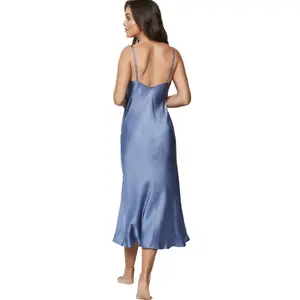 Long satin nightdress for women Selmark Agatha image-1