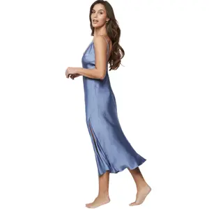 Long satin nightdress for women Selmark Agatha image-2