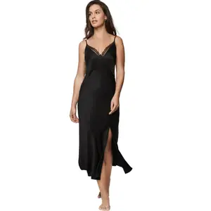Long satin nightdress for women Selmark Agatha image-0