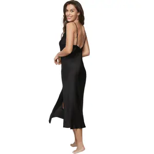 Long satin nightdress for women Selmark Agatha image-1