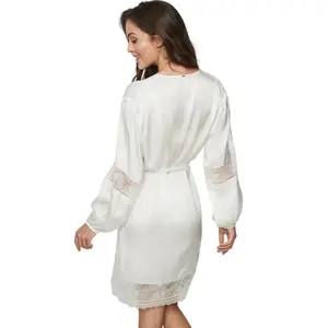 Damen Nachthemd mit langen Ärmeln aus Satin Selmark Agatha Mariage image-1