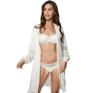Damen Nachthemd mit langen Ärmeln aus Satin Selmark Agatha Mariage image-2