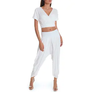 Kurze Bluse mit kurzen Ärmeln und V-Ausschnitt für Damen Selmark image-2