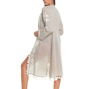 Embroidered beach tunic for women Selmark Complementos image-1