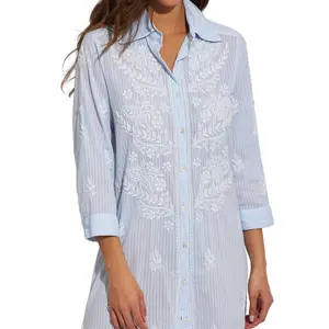 Gestickte lange Sommer-Tunika für Damen Selmark Complementos image-3