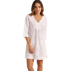 Embroidered beach tunic for women Selmark Complementos image-0