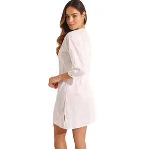 Embroidered beach tunic for women Selmark Complementos image-1