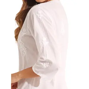 Embroidered beach tunic for women Selmark Complementos image-3