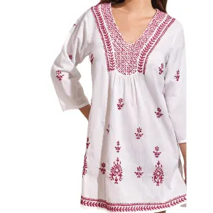 Embroidered beach tunic for women Selmark Complementos image-2