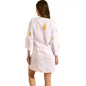 Embroidered beach tunic for women Selmark Complementos image-3