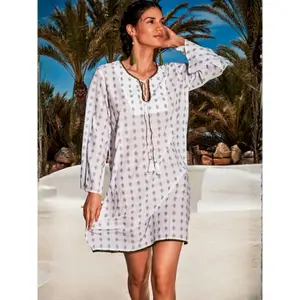 Robe estiva ricamata maniche lunghe donna Selmark Complementos image-1