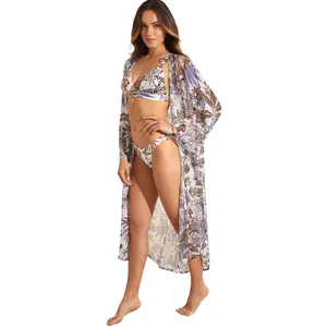Kvinnors medellång strandkimono Selmark Amazonia image-1
