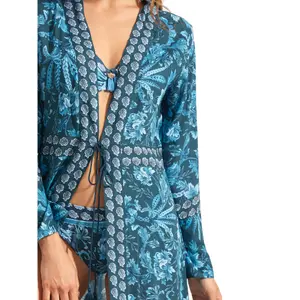 Lång strandkimono för kvinnor Selmark Acanthus image-3