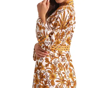 Lång strandkimono för kvinnor Selmark Acanthus image-3