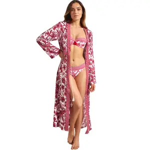 Lång strandkimono för kvinnor Selmark Acanthus image-1