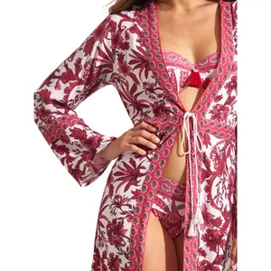 Lång strandkimono för kvinnor Selmark Acanthus image-3