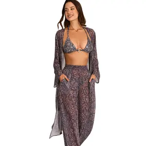 Hose und langer Kimono mit langen Ärmeln für Damen Selmark Indigo image-1