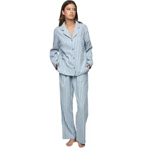 Pyjamaset för damer med långärmad skjorta och byxor Selmark P105 Oxford