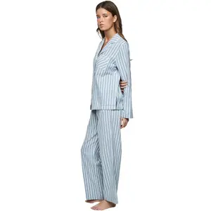 Pyjamaset för damer med långärmad skjorta och byxor Selmark P105 Oxford image-3
