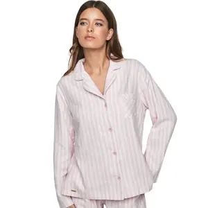 Pyjamaset för damer med långärmad skjorta och byxor Selmark P105 Oxford image-3