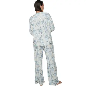 Pijama de calças e camisa de mangas longas para mulher Selmark P107 Jardins image-1