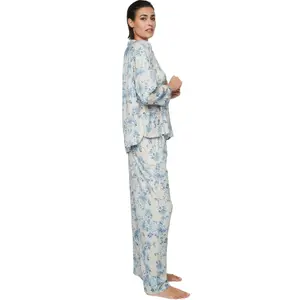 Pijama de calças e camisa de mangas longas para mulher Selmark P107 Jardins image-2