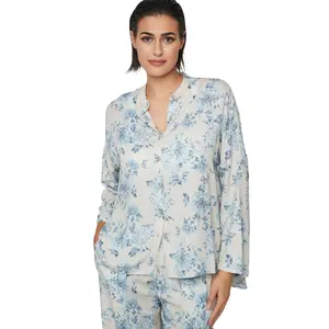 Pijama de calças e camisa de mangas longas para mulher Selmark P107 Jardins image-3