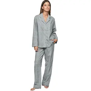 Women's long sleeve shirt and pyjama trousers Selmark P114 Heritage image-0