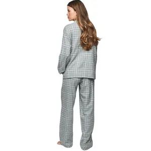 Women's long sleeve shirt and pyjama trousers Selmark P114 Heritage image-1