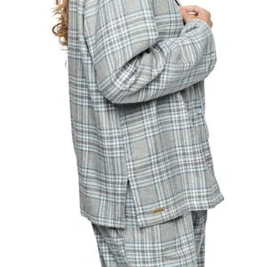 Women's long sleeve shirt and pyjama trousers Selmark P114 Heritage image-3