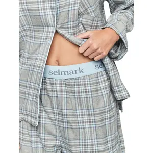 Women's long sleeve shirt and pyjama trousers Selmark P114 Heritage image-4