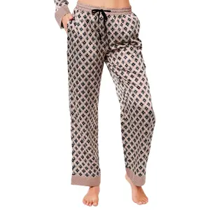 Satin Pyjama Hose und Langarmbluse für Damen Selmark P116 image-4