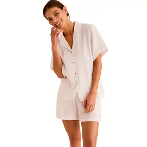 Short Sleeve Pajama Top and Shorts Women Selmark P119 image-2