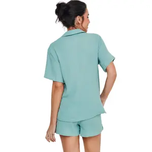 Short Sleeve Pajama Top and Shorts Women Selmark P119 image-1