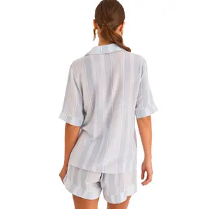 Pyjamaset kortärmad top och shorts dam Selmark P120 image-1