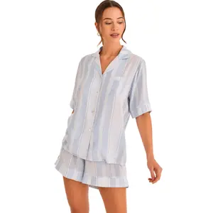 Pyjamaset kortärmad top och shorts dam Selmark P120 image-2