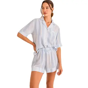Pyjamaset kortärmad top och shorts dam Selmark P120 image-3