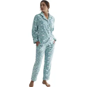 Women's long sleeve shirt and pyjama trousers Selmark Joven image-0