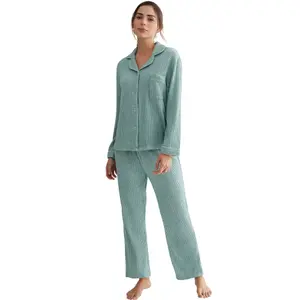 Pijama de calças e camisa de mangas longas para mulher Selmark Espiga image-0
