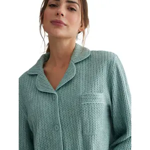 Pijama de calças e camisa de mangas longas para mulher Selmark Espiga image-2